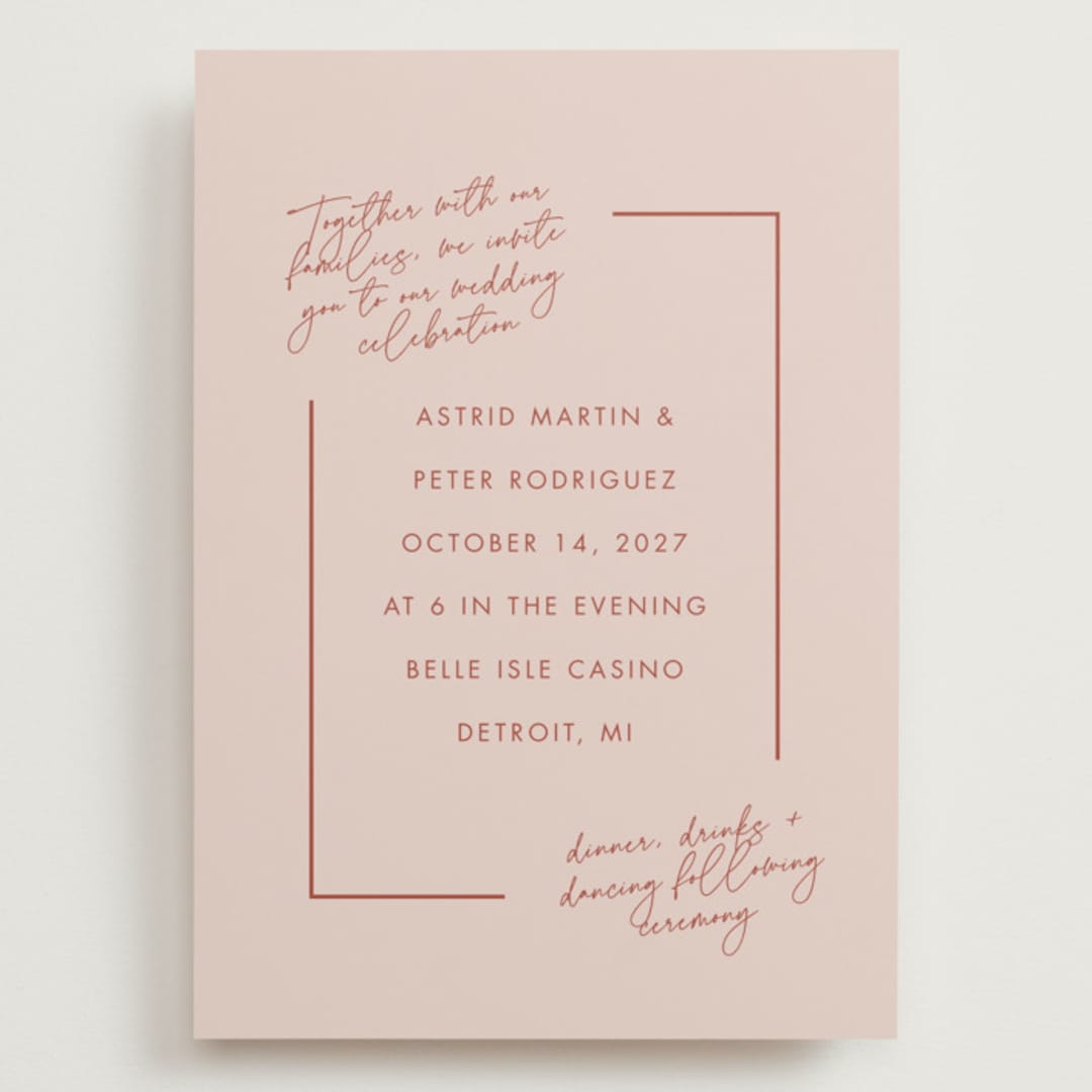"Jot" - Wedding Invitations in Peach Cream by Snow and Ivy - Front