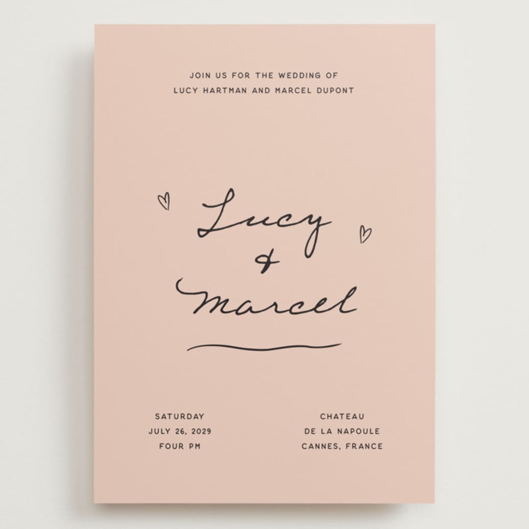 "Ballpoint Suite" - Wedding Invitations in Blush by Ani Somi - Front