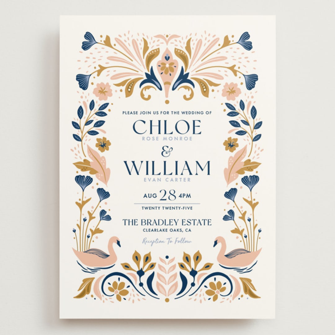 "modern folk" - Wedding Invitations in Blush by GeekInk Design - Front