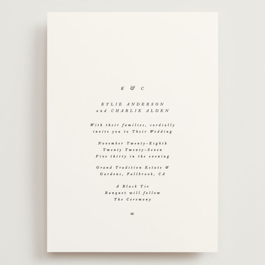 "traditional love story" - Wedding Invitations in Black Tie by Phrosné Barwood - Front