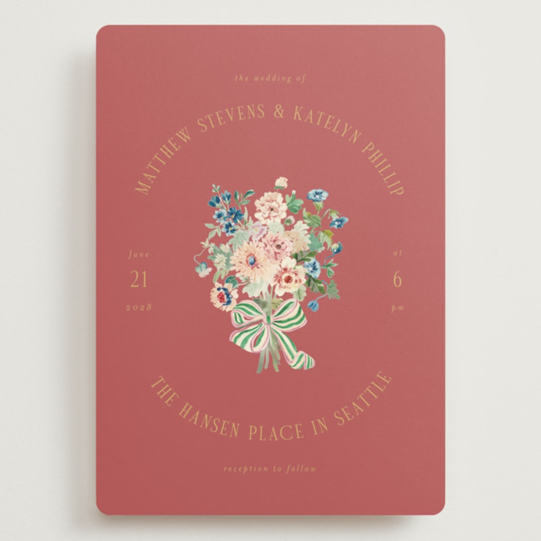 "Ruban en Fleur" - Wedding Invitations in Rose by Itsy Belle Studio - Front