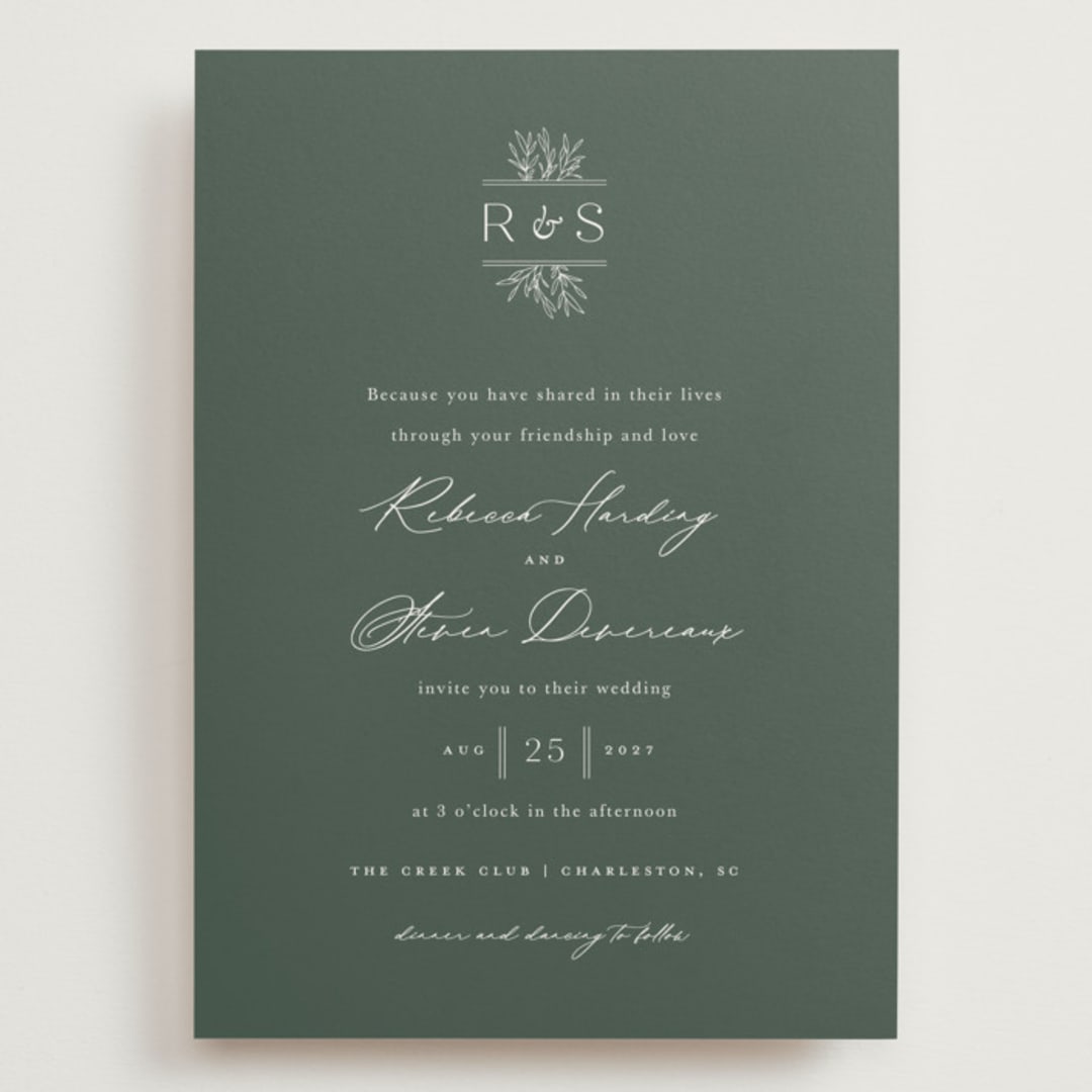 "Branchlet" - Wedding Invitations in Hunter by Sarah Brown - Front