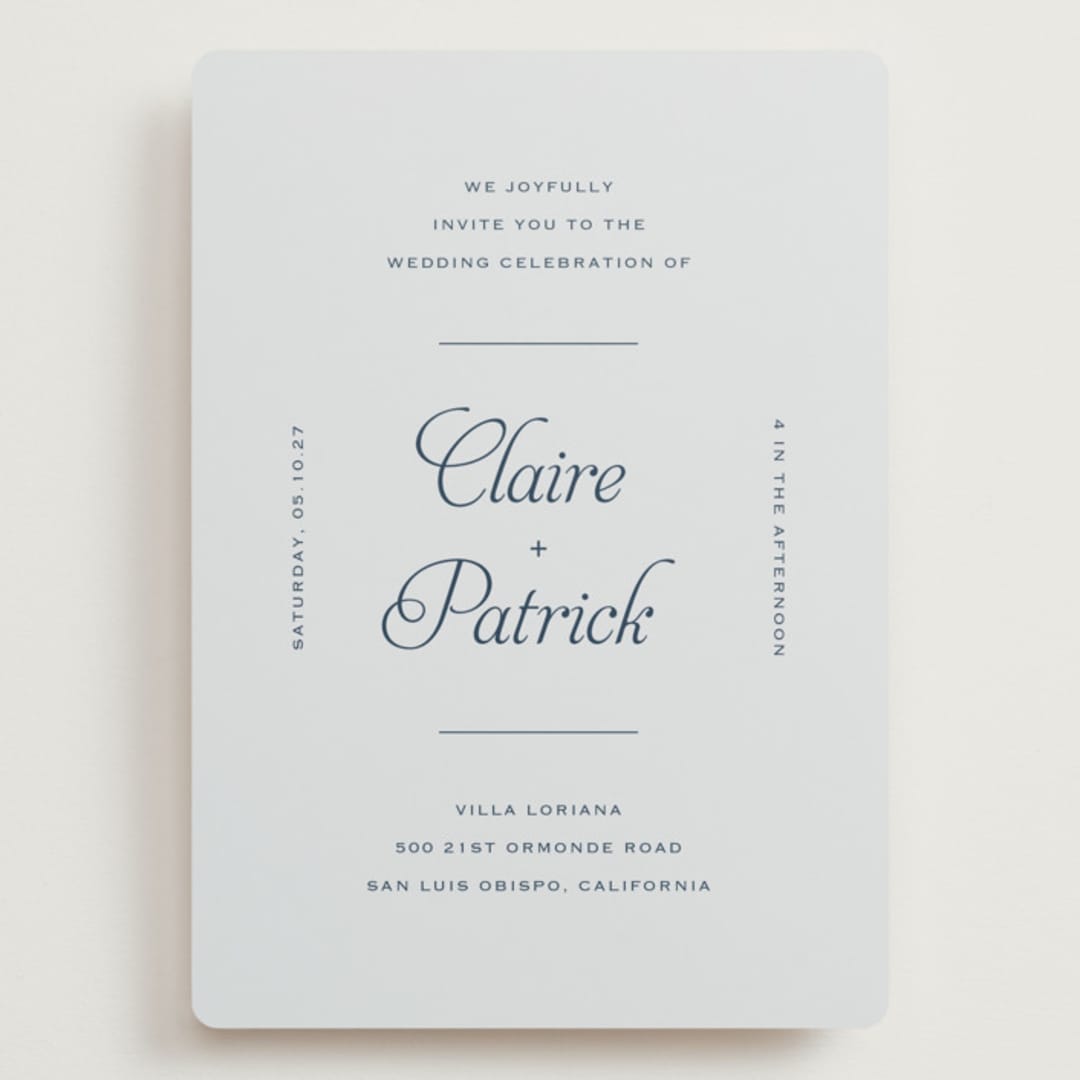 "Modernne" - Wedding Invitations in Powder by Carolyn MacLaren - Front