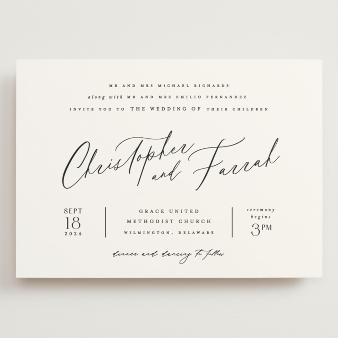 "Beautifully Scripted" - Wedding Invitations in Pearl by Hooray Creative - Front