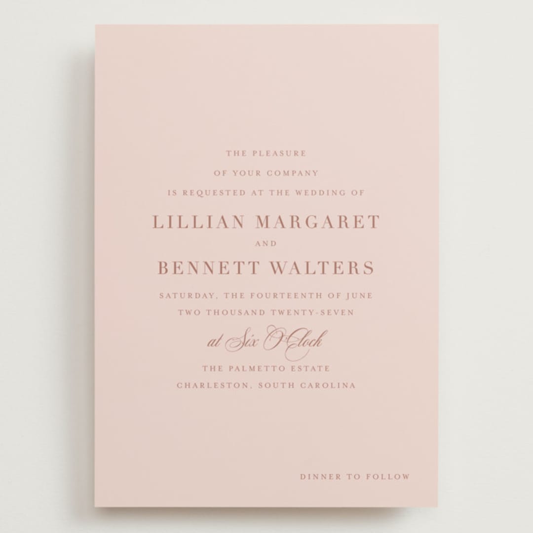 "Charleston" - Wedding Invitations in Blush by Megan Davis - Front