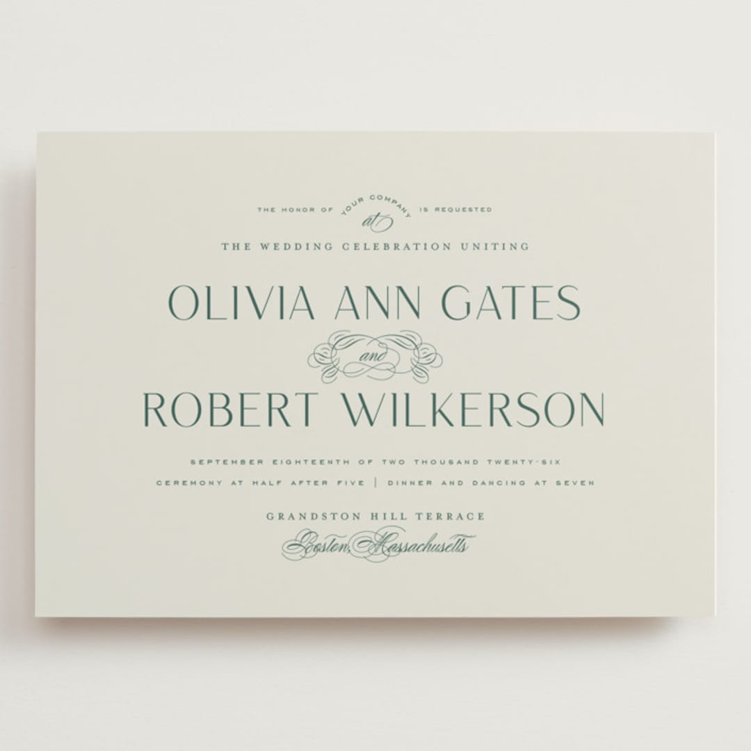 "Chantilly" - Wedding Invitations in Emerald by Kimberly Morgan - Front