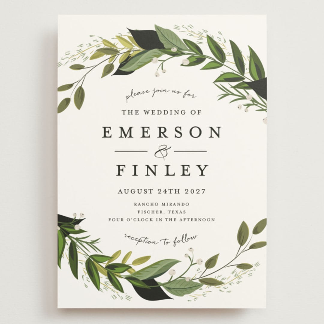 "Vines of Green" - Wedding Invitations in Fern by Susan Moyal - Front
