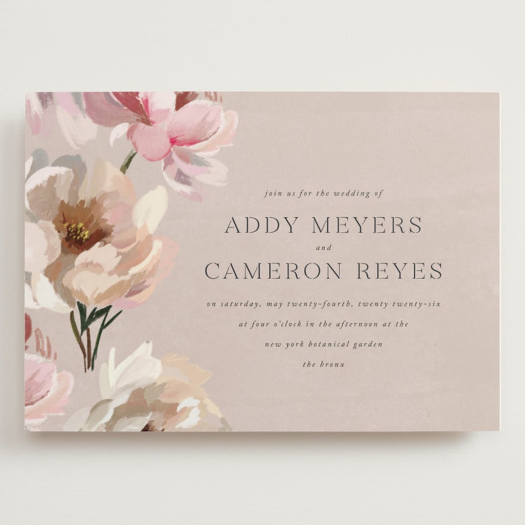 "Chalk Floral" - Wedding Invitations in Dove by Olivia Kanaley Inman - Front