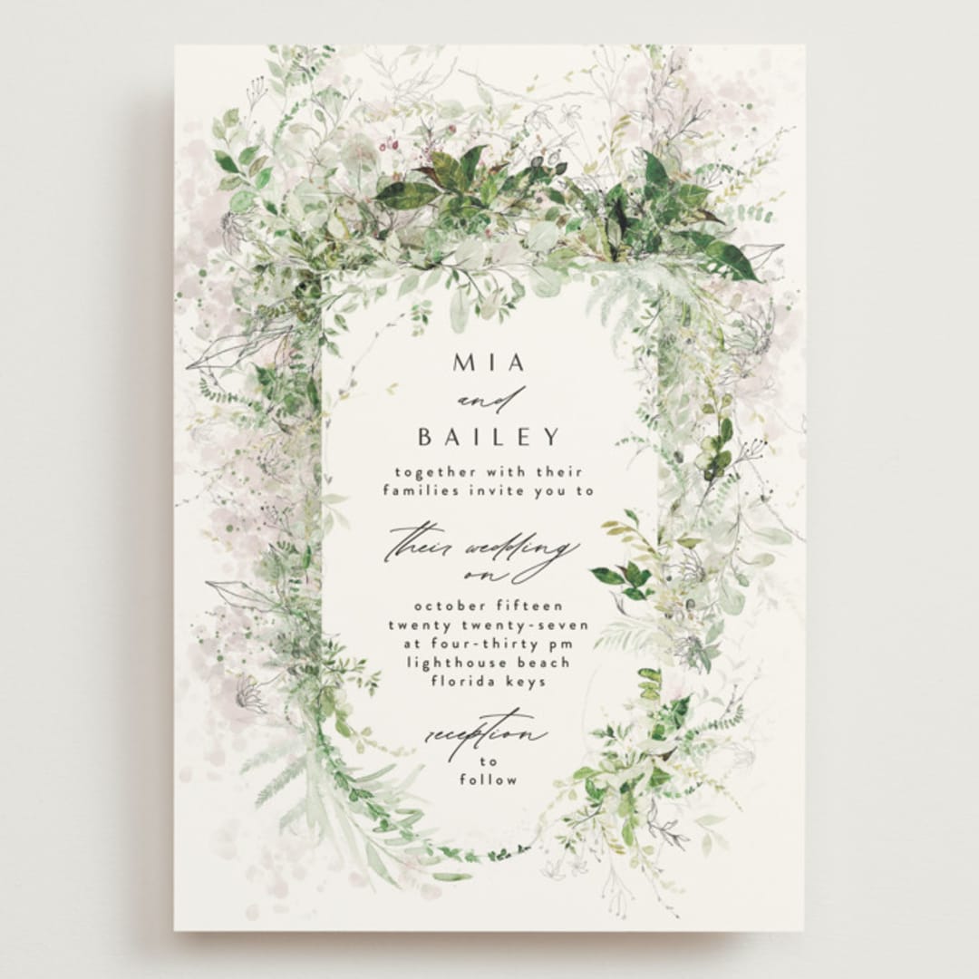 "Lush Greenery" - Wedding Invitations in Fresh Green by Phrosné Barwood - Front