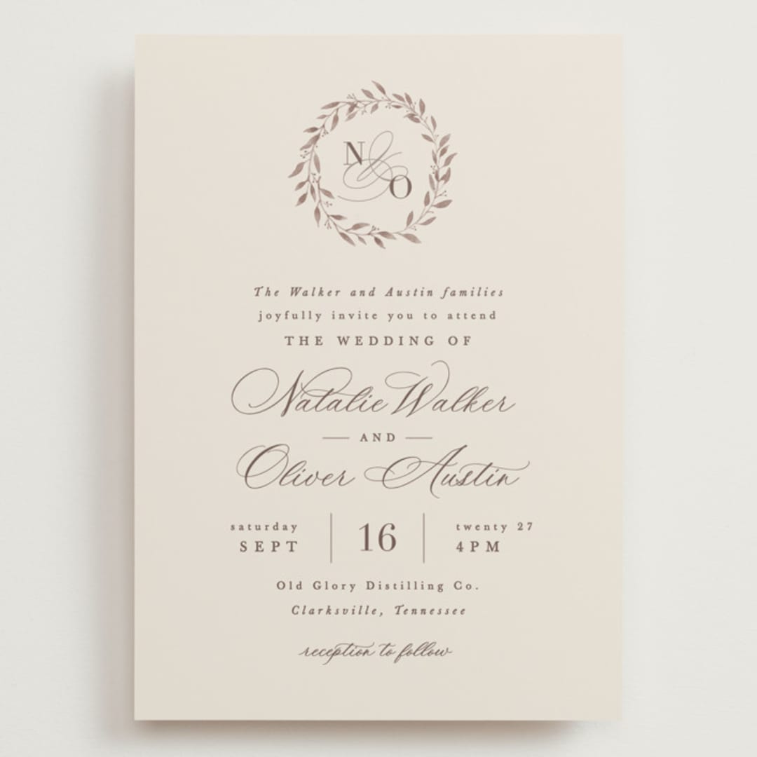 "Delicate monogram" - Wedding Invitations in Ecru by Hooray Creative - Front