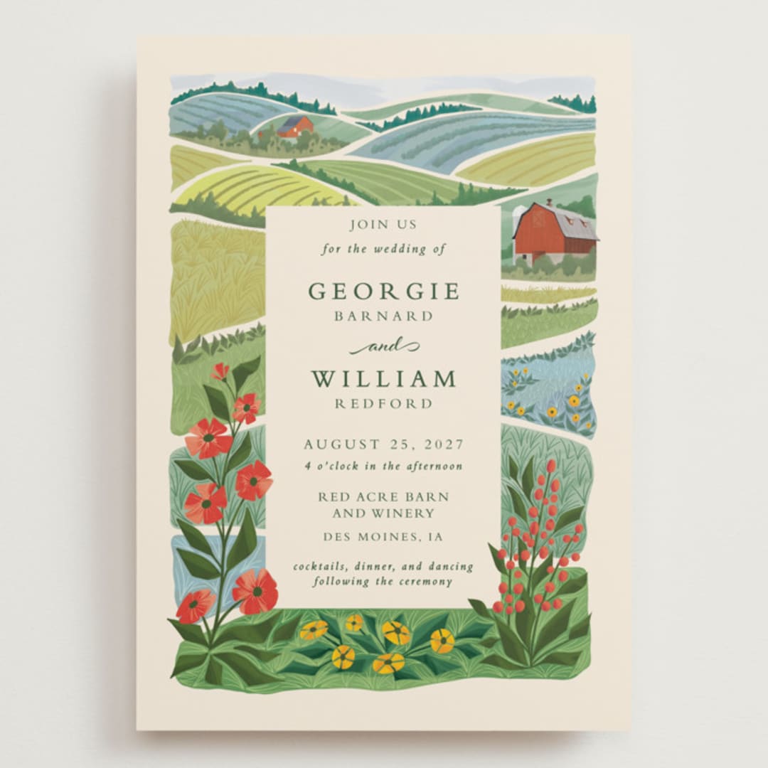 "Farm and Field" - Wedding Invitations in Barn by Paper Sun Studio - Front