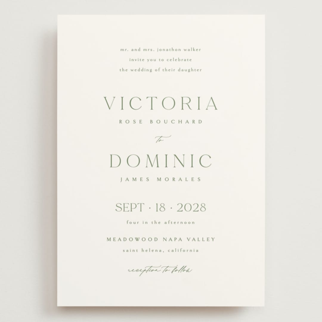 "Victoria" - Wedding Invitations in Clover by Kelly Schmidt - Front