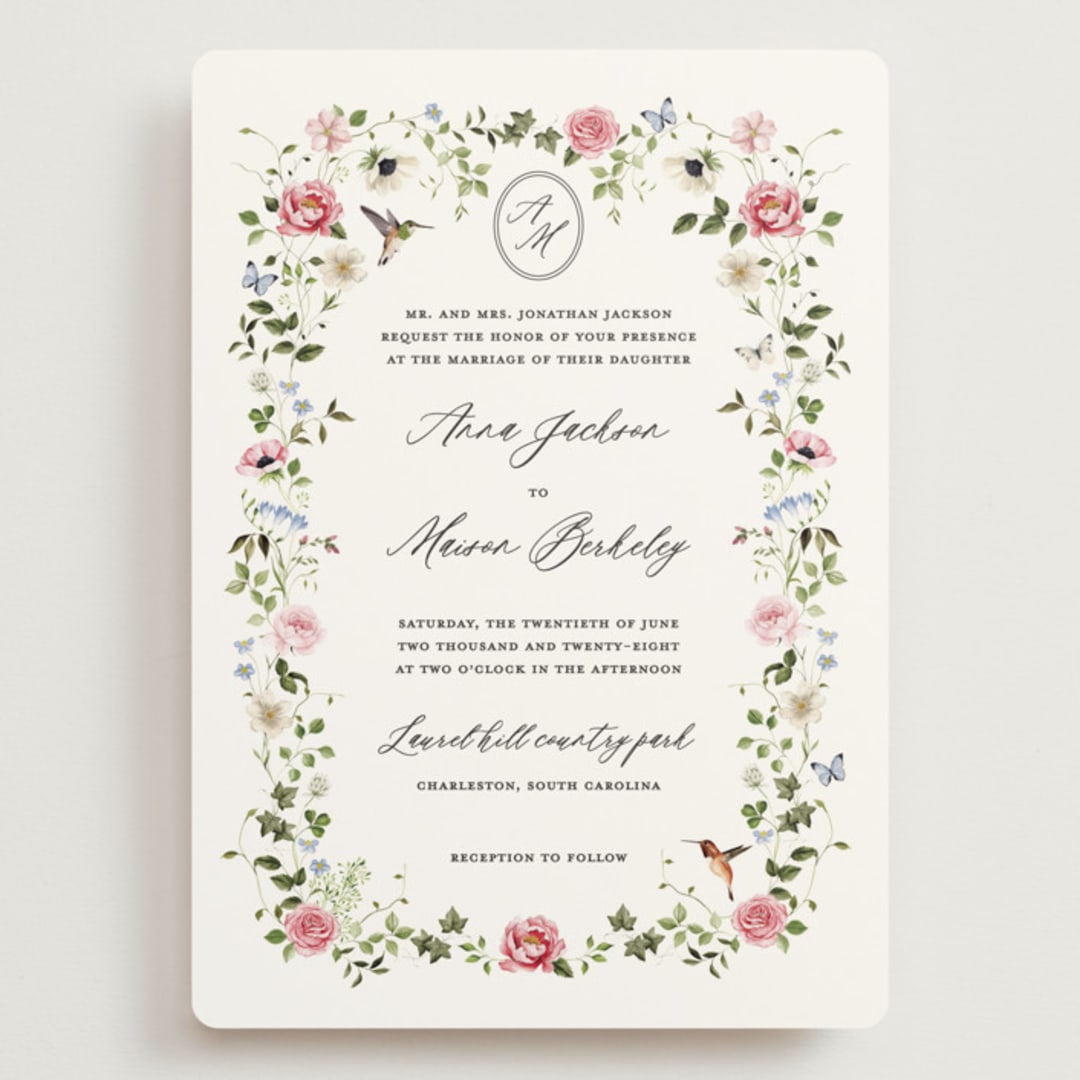 "Ornate" - Wedding Invitations in Peony by Sarah Knight - Front