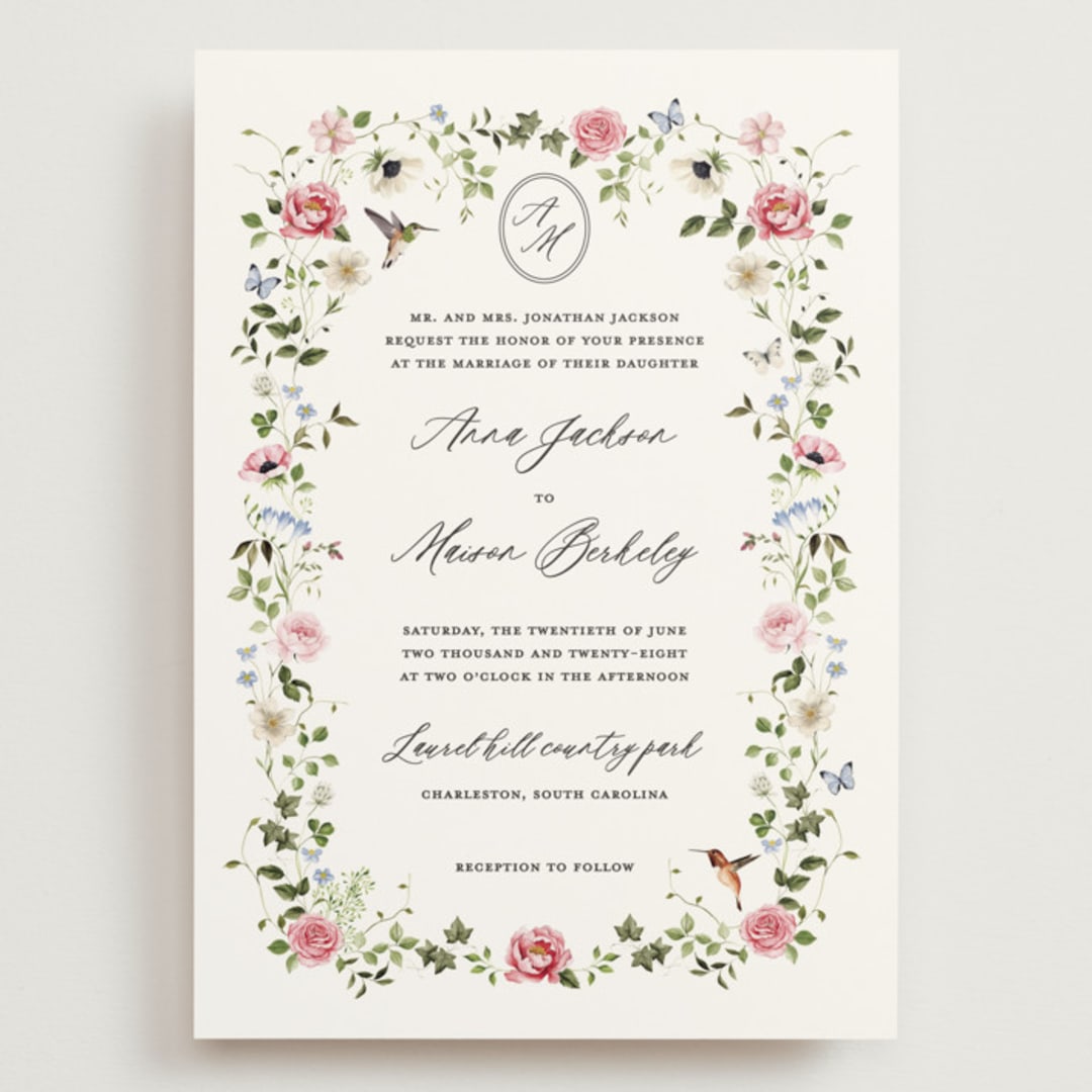 "Ornate" - Wedding Invitations in Peony by Sarah Knight - Front