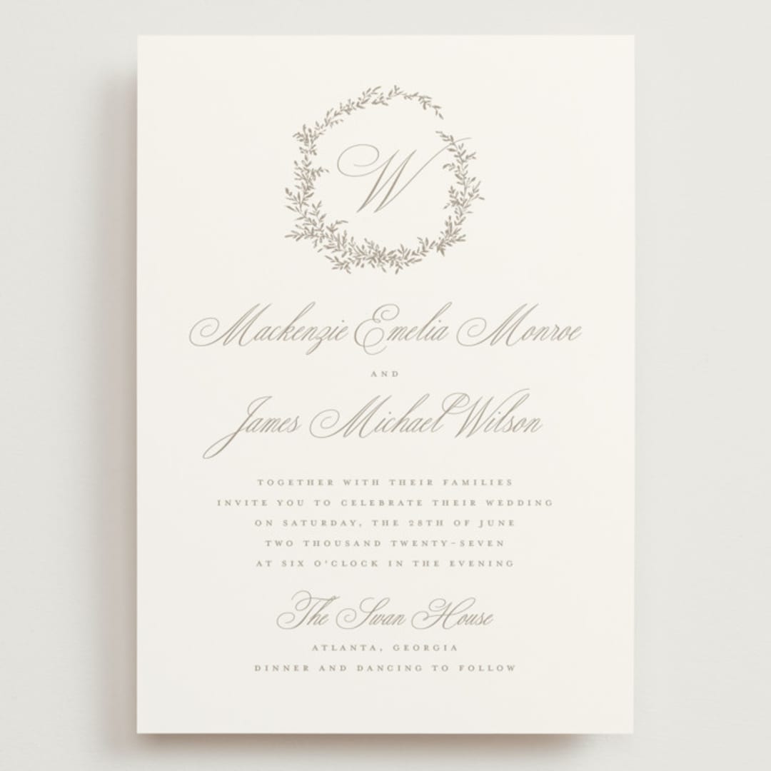 "Romantic Wreath" - Wedding Invitations in Chantilly by Wildfield Paper Co - Front