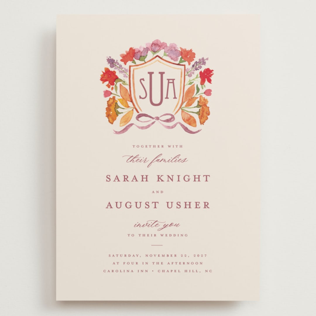 "Crest Fall" - Wedding Invitations in Autumn by Pink House Press - Front