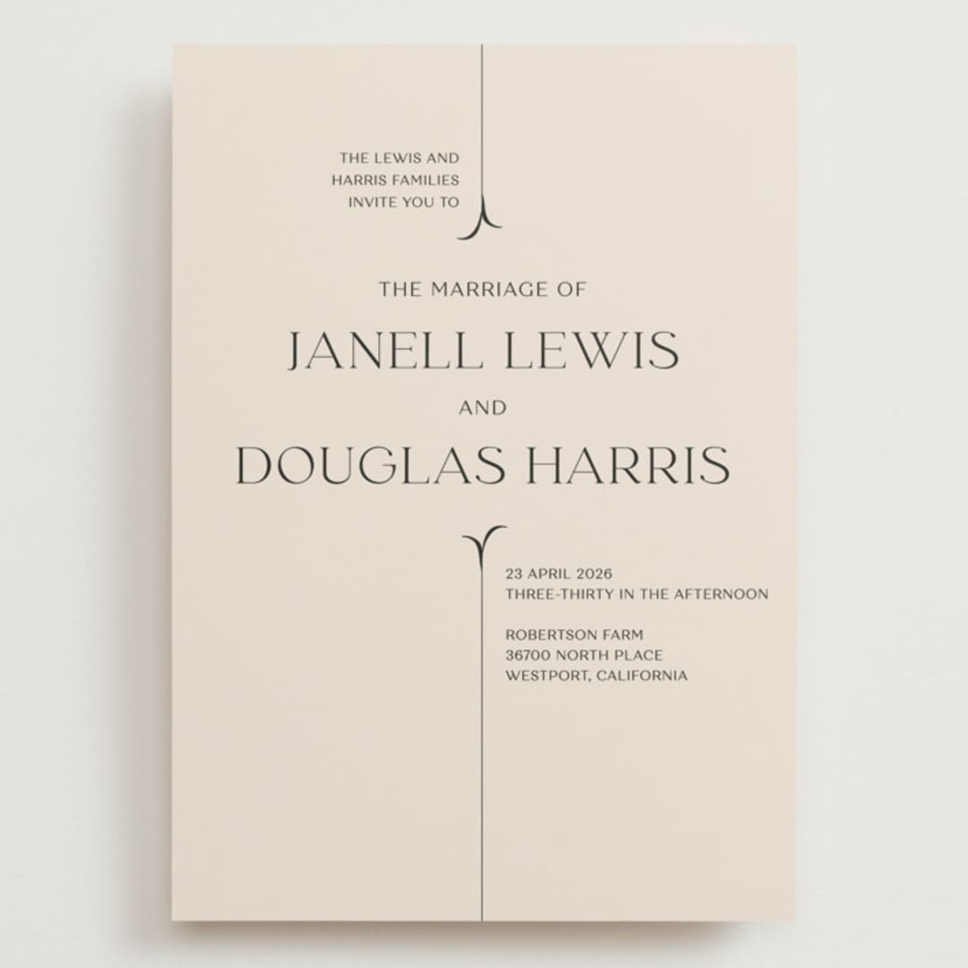 "Convergence" - Wedding Invitations in Cream by Annie Lowe - Front