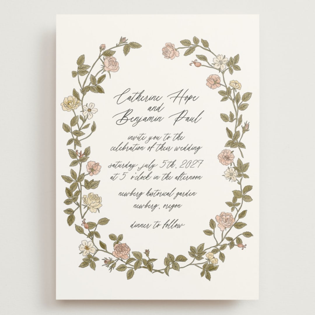 "Vintage Roses" - Wedding Invitations in Snow by Tara Grangroth - Front