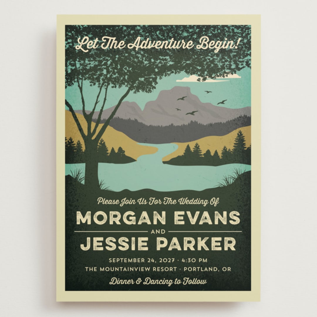"Mountain View" - Wedding Invitations in Forest by Nam Bourassa - Front