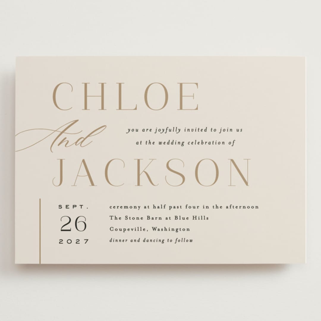 "Left Stack" - Wedding Invitations in Vanilla by Alethea and Ruth - Front