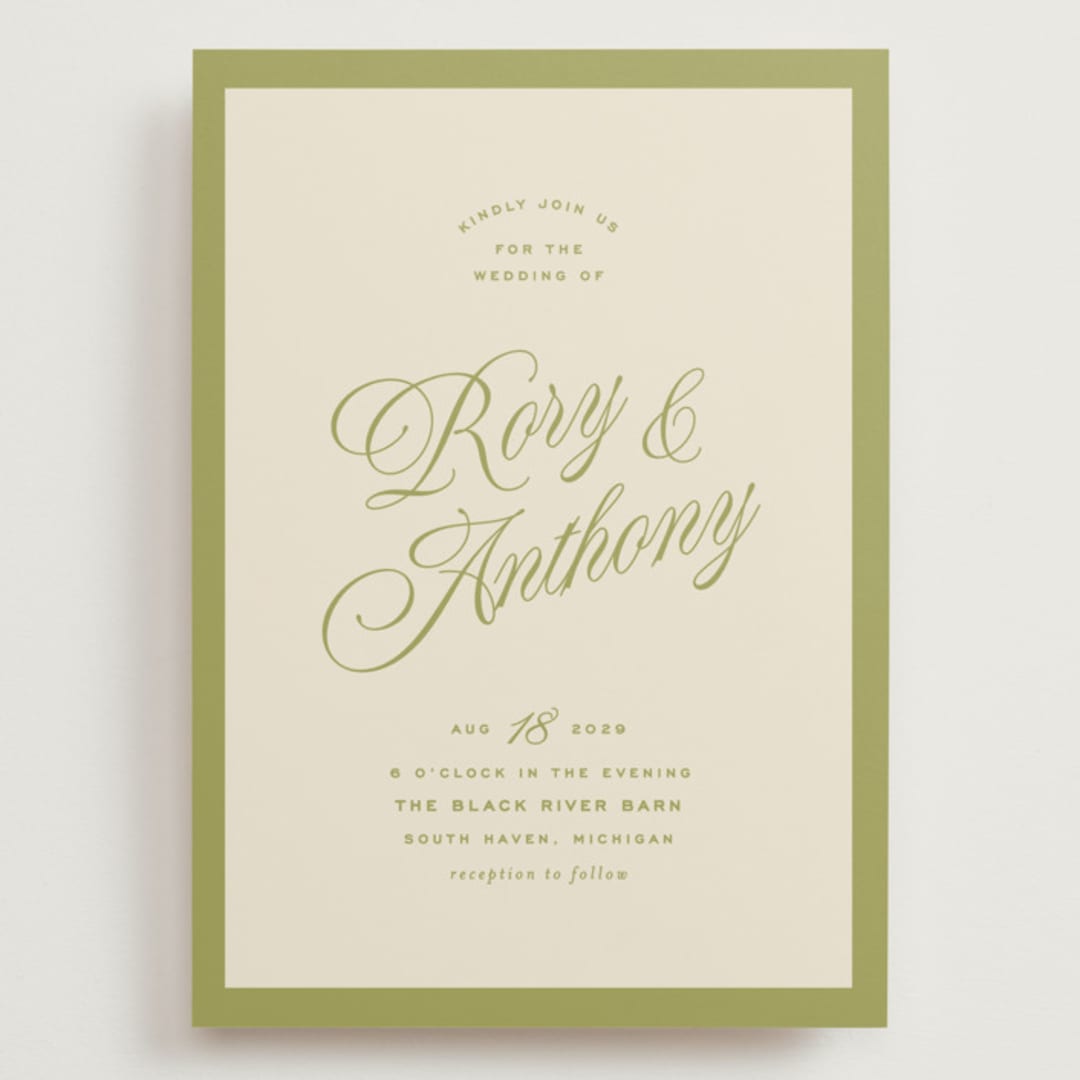 "rory" - Wedding Invitations in Olive by Ellen Schlegelmilch - Front