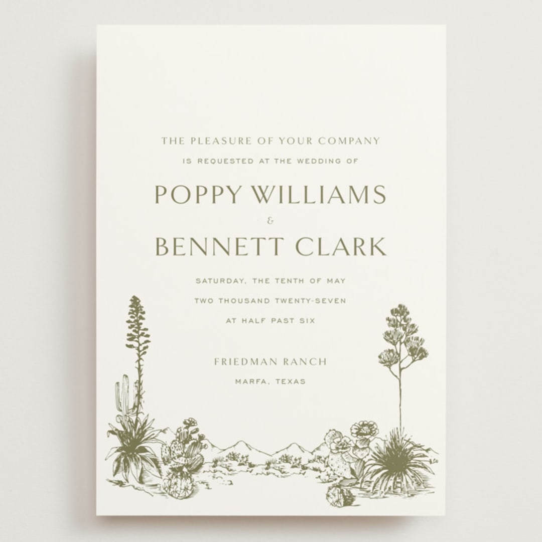 "Rancho" - Wedding Invitations in Verde by Megan Davis - Front