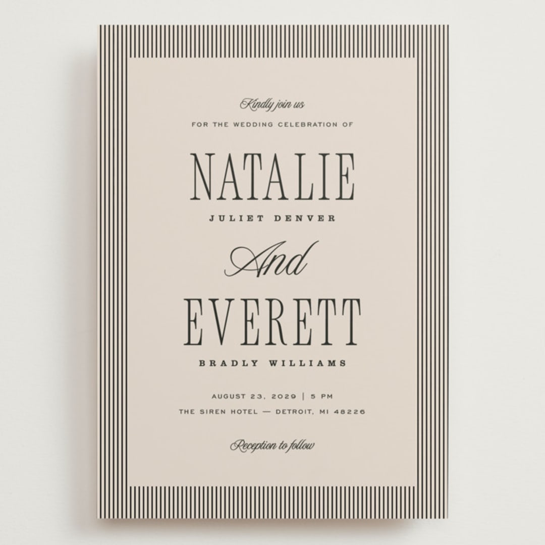 "Linea" - Wedding Invitations in Noir by Pixel and Hank - Front