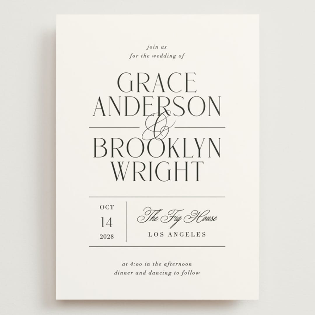 "Grand Scale" - Wedding Invitations in Caviar by Olivia Raufman - Front