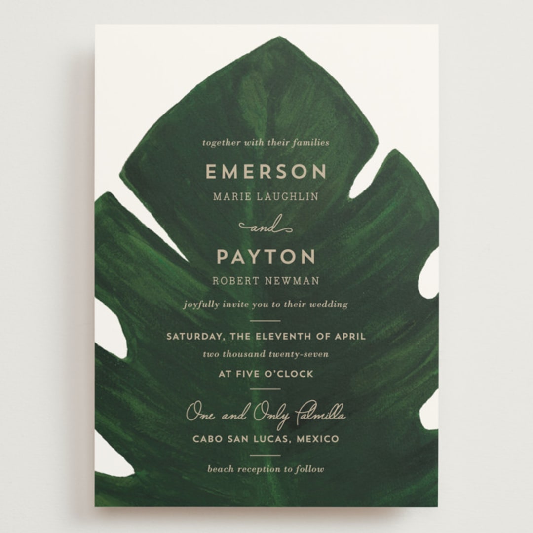 "Palm" - Wedding Invitations in Classic Palm by Kaydi Bishop - Front