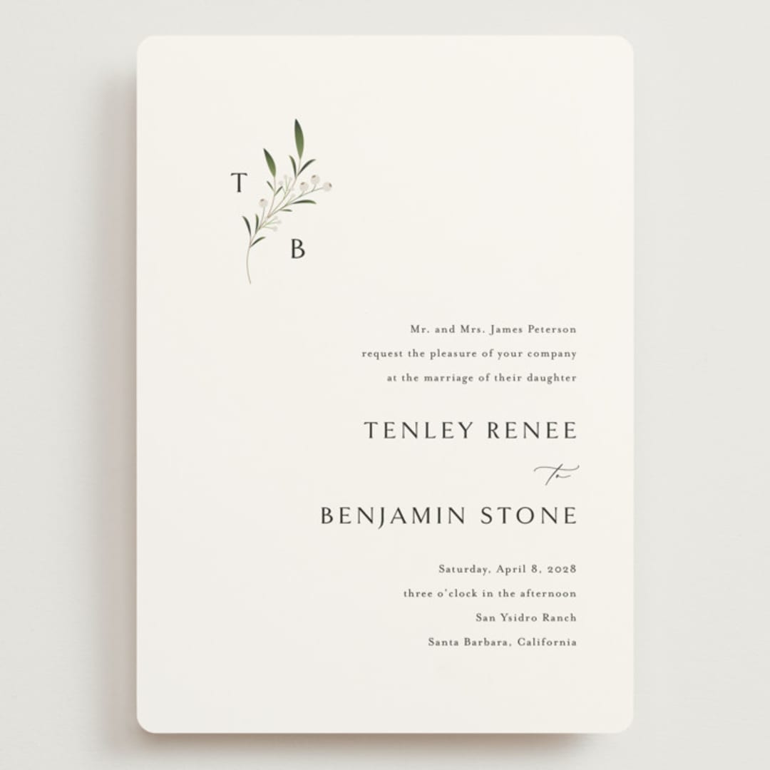 "Gentle Whisper" - Wedding Invitations in Cotton by Jennifer Postorino - Front