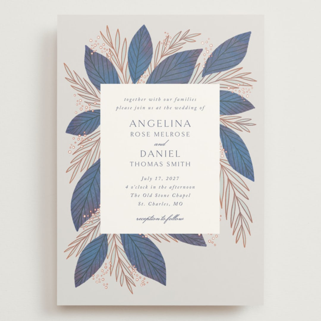 "Bouquet" - Wedding Invitations in Cobalt by Jen Owens - Front