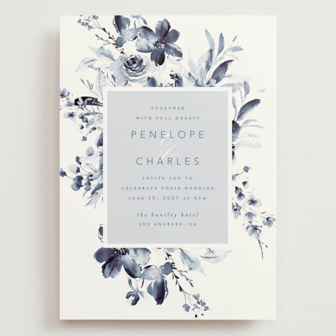 "Love Story" - Wedding Invitations in Indigo by Leah Bisch - Front