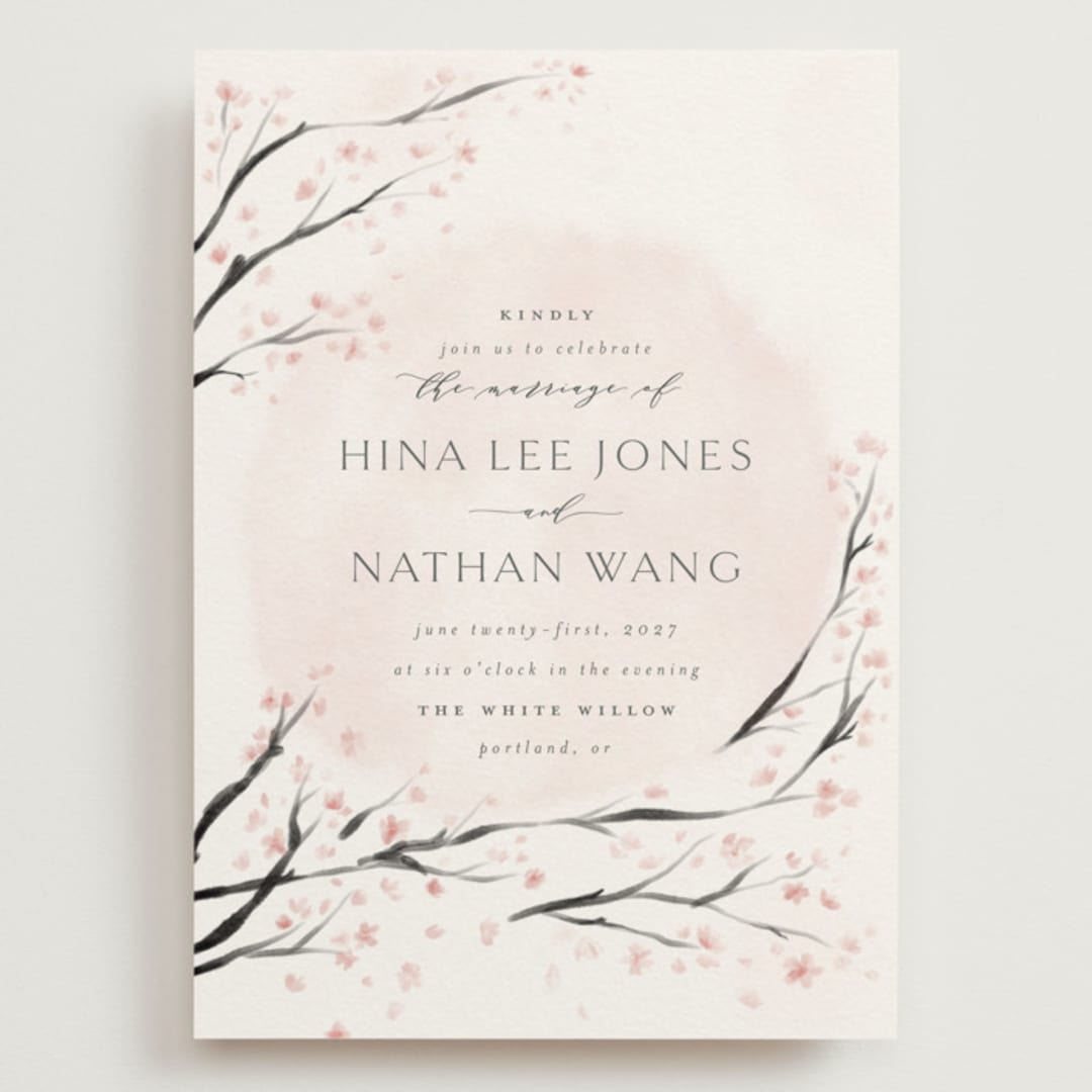 "Cherry Blossoms" - Wedding Invitations in Cherry Blossom by Stephanie Hawkes - Front