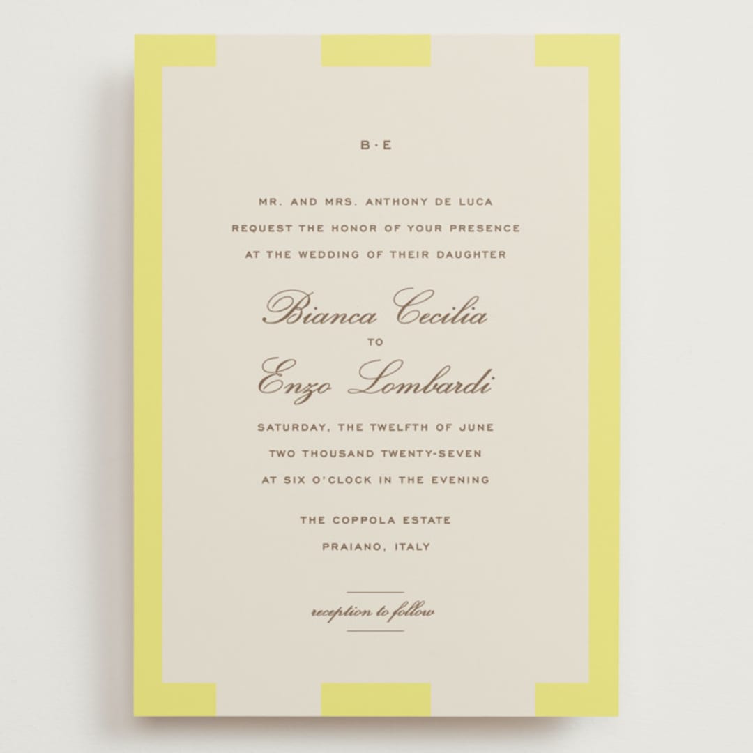 "Campania" - Wedding Invitations in Limone by Megan Davis - Front