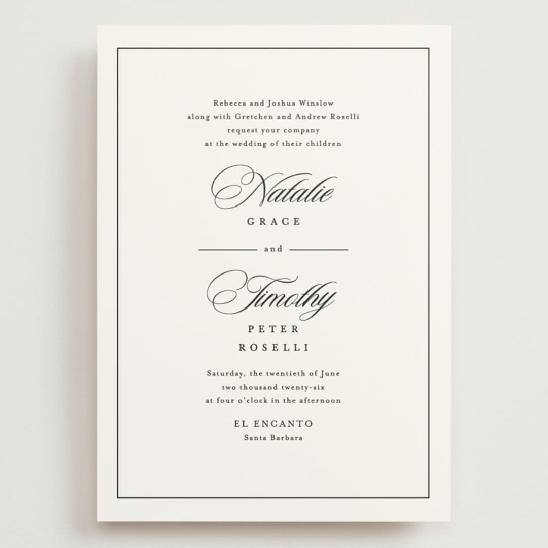 "Sincerity" - Wedding Invitations in Noir by Kimberly FitzSimons - Front