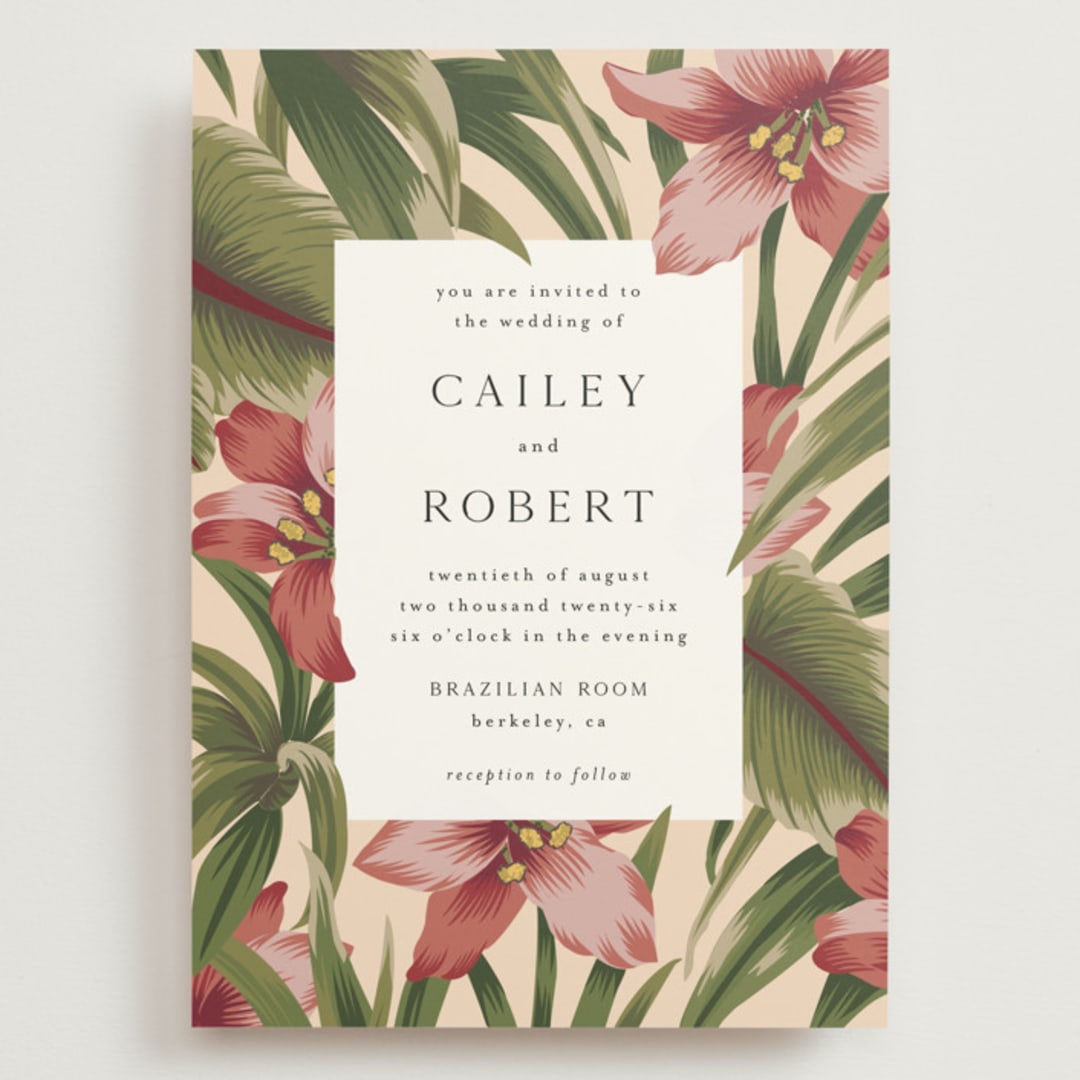 "Tropical Flowers" - Wedding Invitations in Sunrise by Jennifer Holbrook - Front