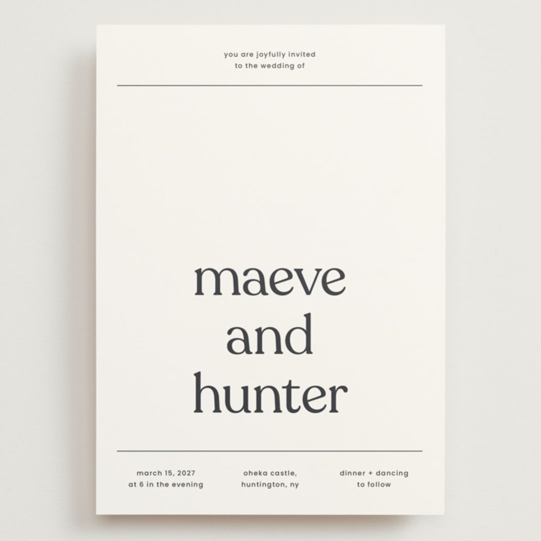 "Memo" - Wedding Invitations in Charcoal by Blustery August - Front