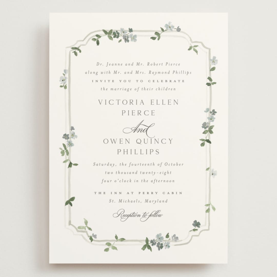 "Wistful" - Wedding Invitations in Mist by Everett Paper Goods - Front