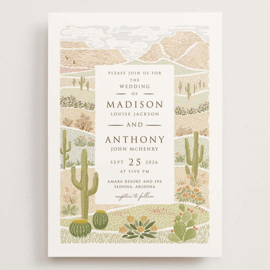 "Westward" - Wedding Invitations in Sandstone by Paper Sun Studio - Front