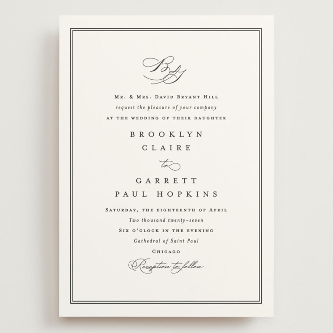 "Overlapping" - Wedding Invitations in Noir by Amy Kross - Front