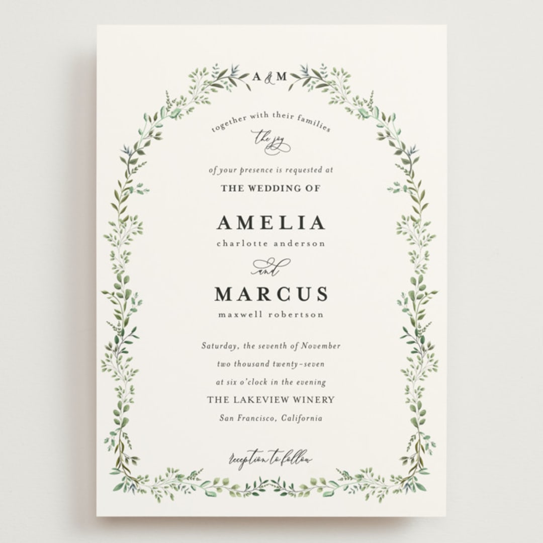 "Monogramed Arch" - Wedding Invitations in Mojito by Susan Moyal - Front
