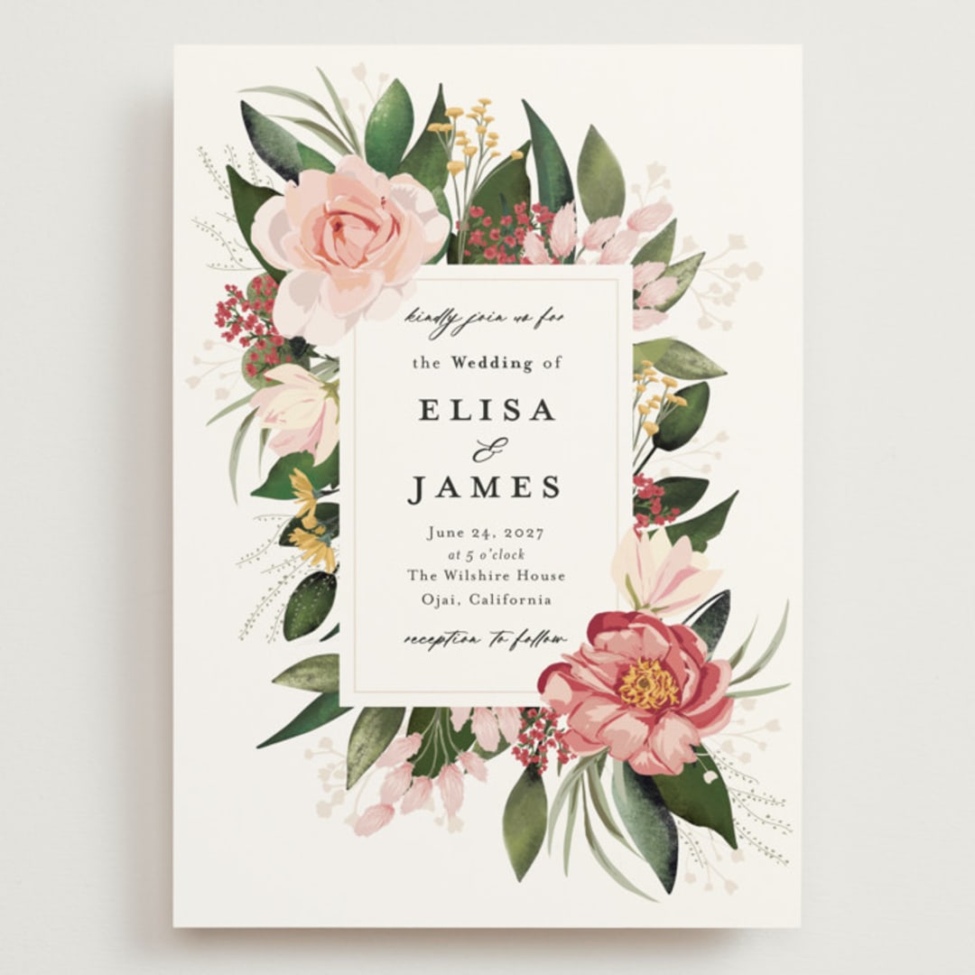 "Blossom" - Wedding Invitations in Blush by Susan Moyal - Front