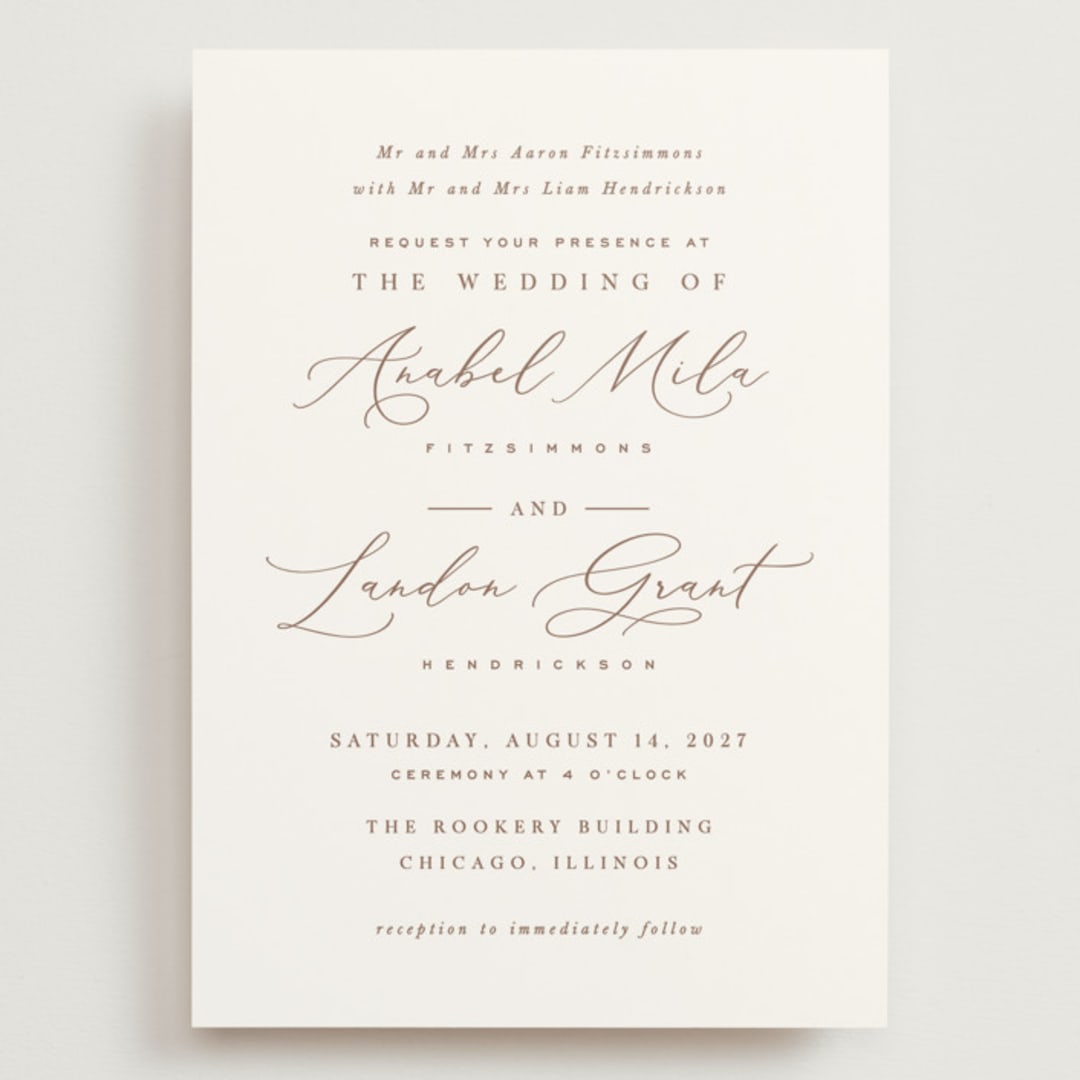 "Luxe script" - Wedding Invitations in Pearl by Hooray Creative - Front