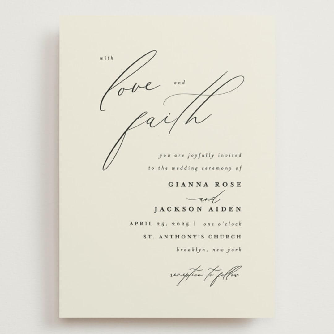 "Love and Faith" - Wedding Invitations in Vanilla by Louise Kay - Front