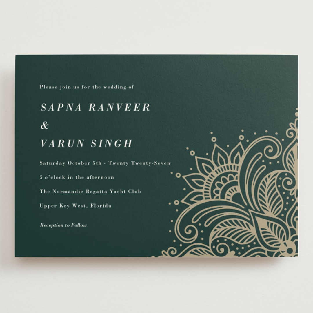 "Engraved Paisley" - Wedding Invitations in Cardamom by Oma N. Ramkhelawan - Front