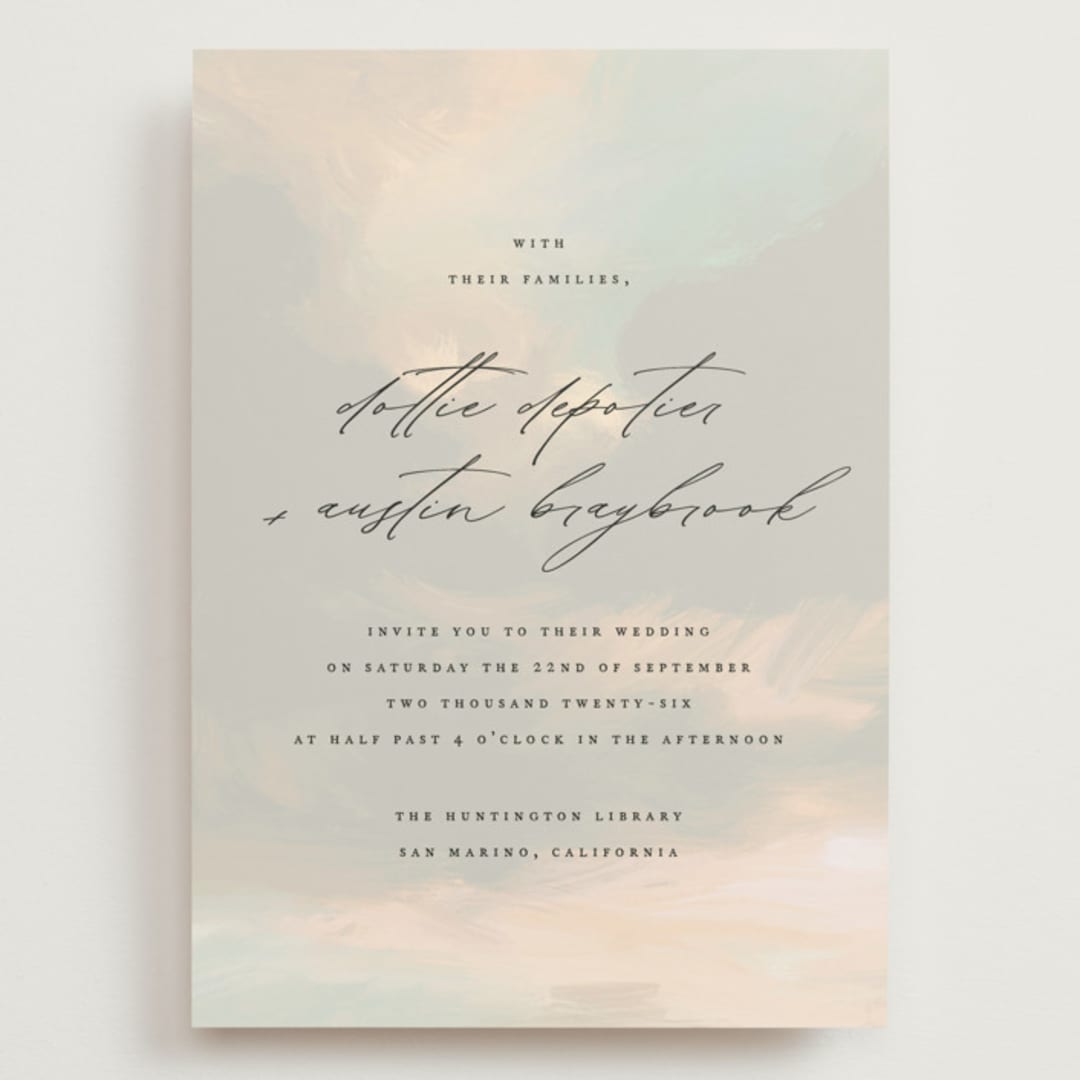 "Daybreak" - Wedding Invitations in Dove by Olivia Kanaley Inman - Front