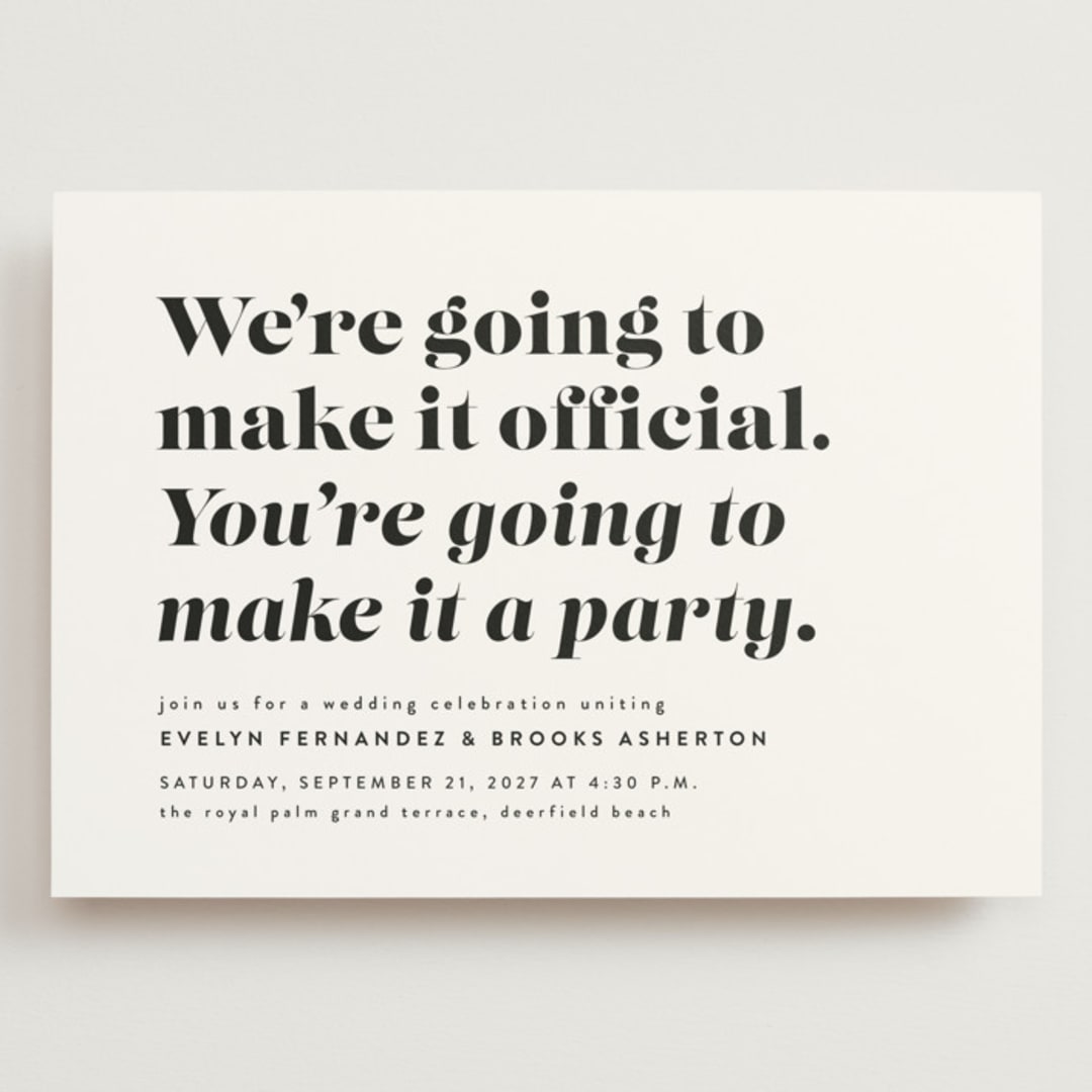 "Make it official" - Wedding Invitations in Panda by Lea Delaveris - Front