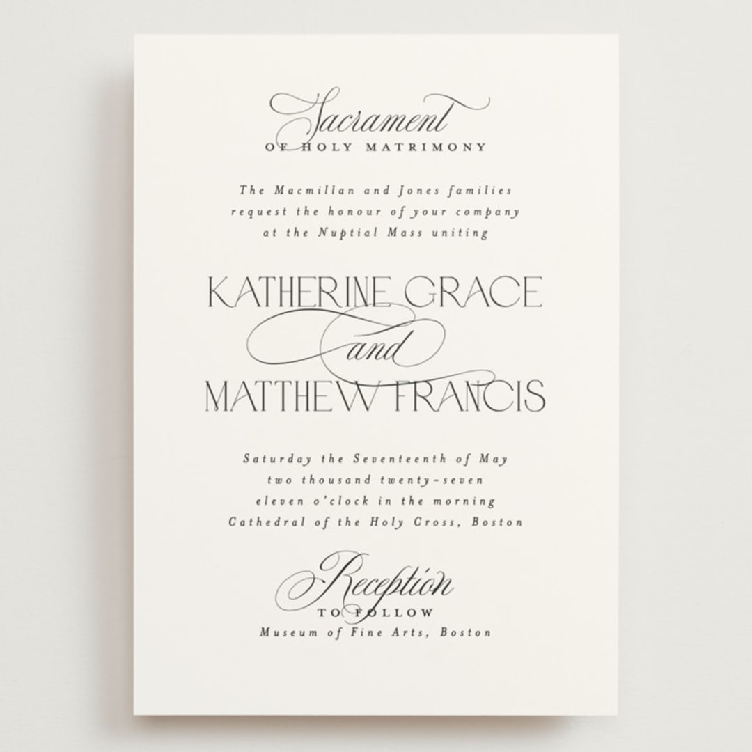 "Sacrament" - Wedding Invitations in Cloud by Heather Cairl - Front