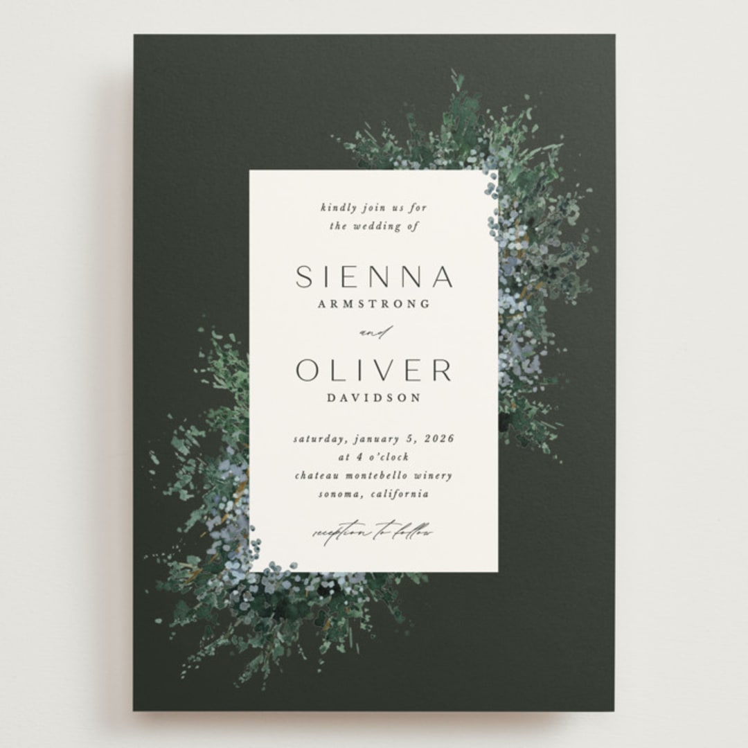 "Juniper" - Wedding Invitations in Emerald by Kate Ahn - Front