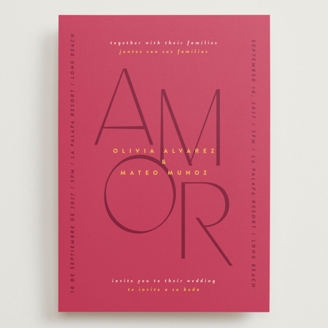 "Amor" - Wedding Invitations in Caliente by Owl and Toad - Front
